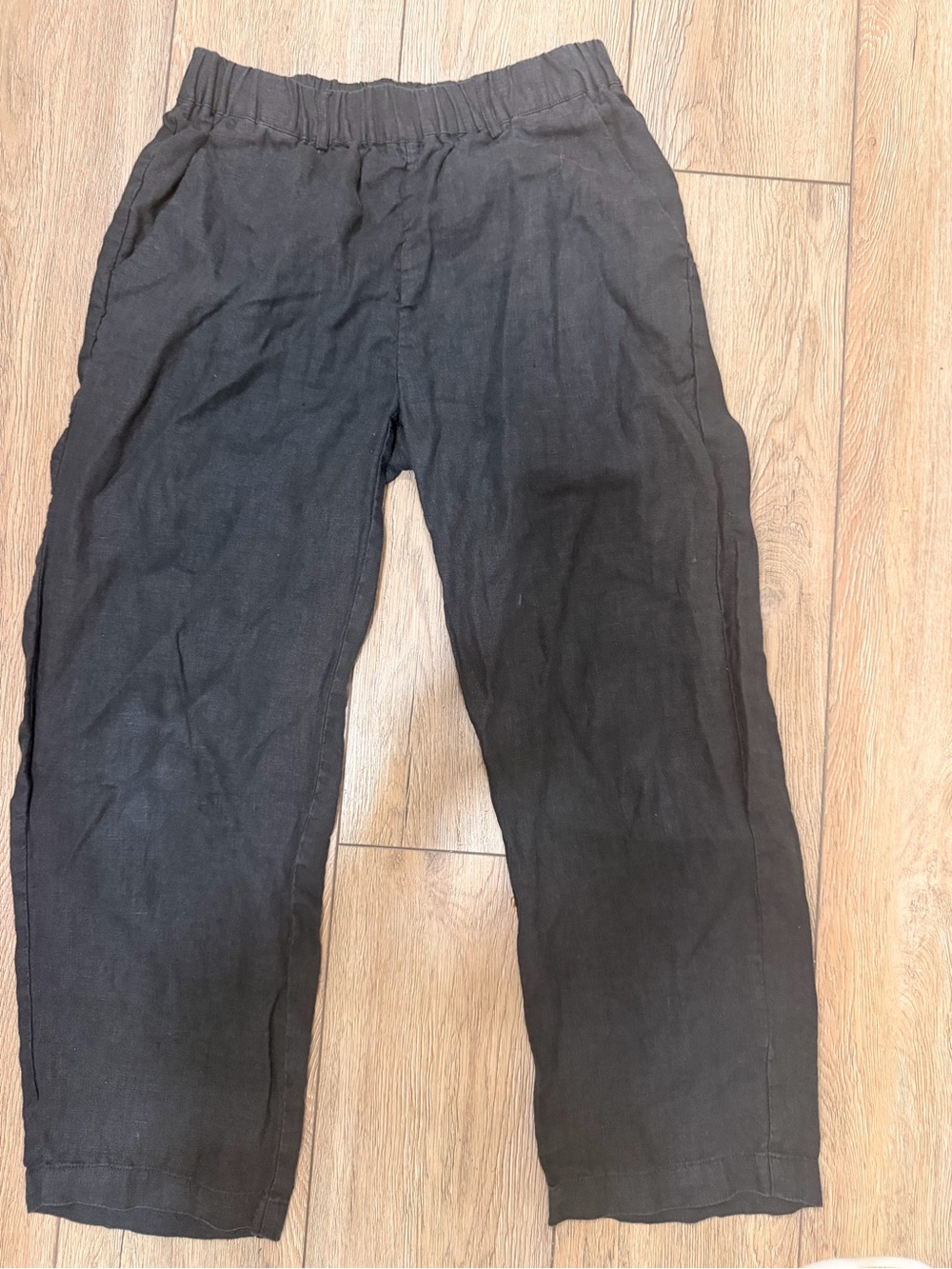 Quince 100% linen Black Elastic-Waist Jogger Pants 0400
